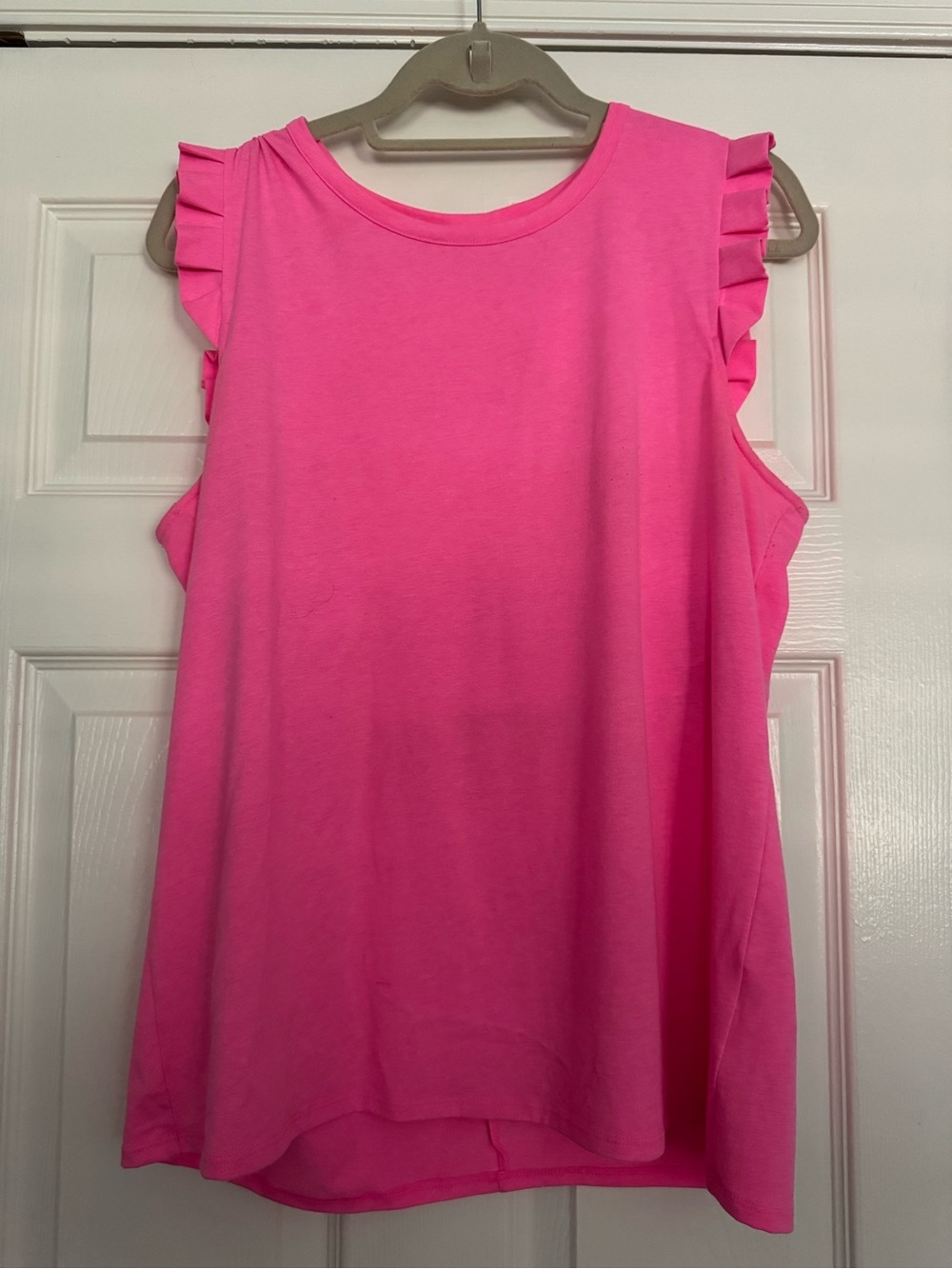 Lilly Pulitzer Luxletic Braxton Pink Ruffle Sleeveless Top size Large